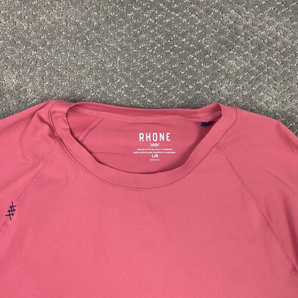 Rhone Reign Performance Shirt Men's Large Red Moscato Pink Long Sleeve Gym Run - Picture 2 of 10